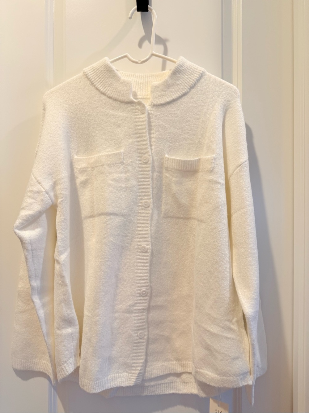 Women's White Button-Up Knit Cardigan
